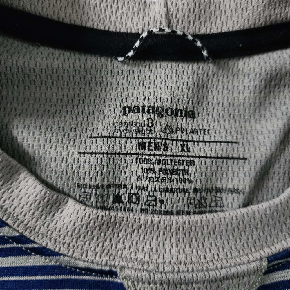 Patagonia Capilene 3 Mens XL Midweight Polartec Striped Base Layer Blue Gray - Picture 3 of 7